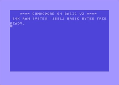 Ecran d’accueil du Commodore 64 (1982)