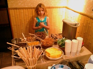 une partie du buffet du petit déjeûner