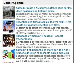 Le widget YD Recent Posts en action sur le site Nogent Citoyens