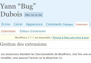 Page de gestion des plugins dans WordPress