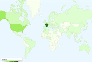 a Worldwide audience map according to Google analytics